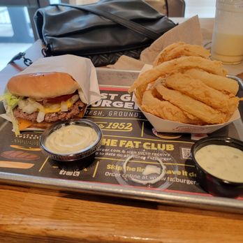 Fatburger & Buffalo's Express - My 1/3lb combo with rings and shake - Burgers Near Me - Arlington, Texas