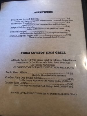 Menu photo 4 Cowboy Jim's Riverside Restaurant Prentiss, MS Menu photo 4 Cowboy Jim's Riverside Restaurant Prentiss, MS