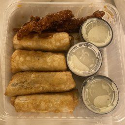 Egg rolls an chipotle chicken strips Egg rolls an chipotle chicken strips
