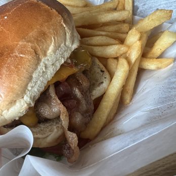 Captain's Corner - Captain's Classic w cheese and bacon, the best French fries... - Burgers Near Me - Smithville, Missouri