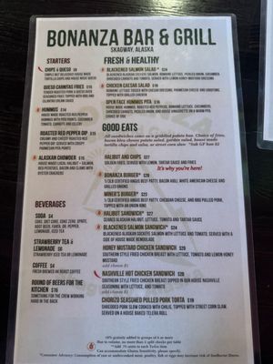 Menu photo 4 Bonanza Bar & Grill Skagway, AK