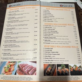 Sakura - Menu page 2 & 3 - Sushi Bars Near Me - Mililani, Hawaii Sakura - Menu page 2 & 3 - Sushi Bars Near Me - Mililani, Hawaii