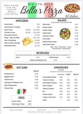 Menu photo 1 Bella's New York Pizza Calabash, NC Menu photo 1 Bella's New York Pizza Calabash, NC