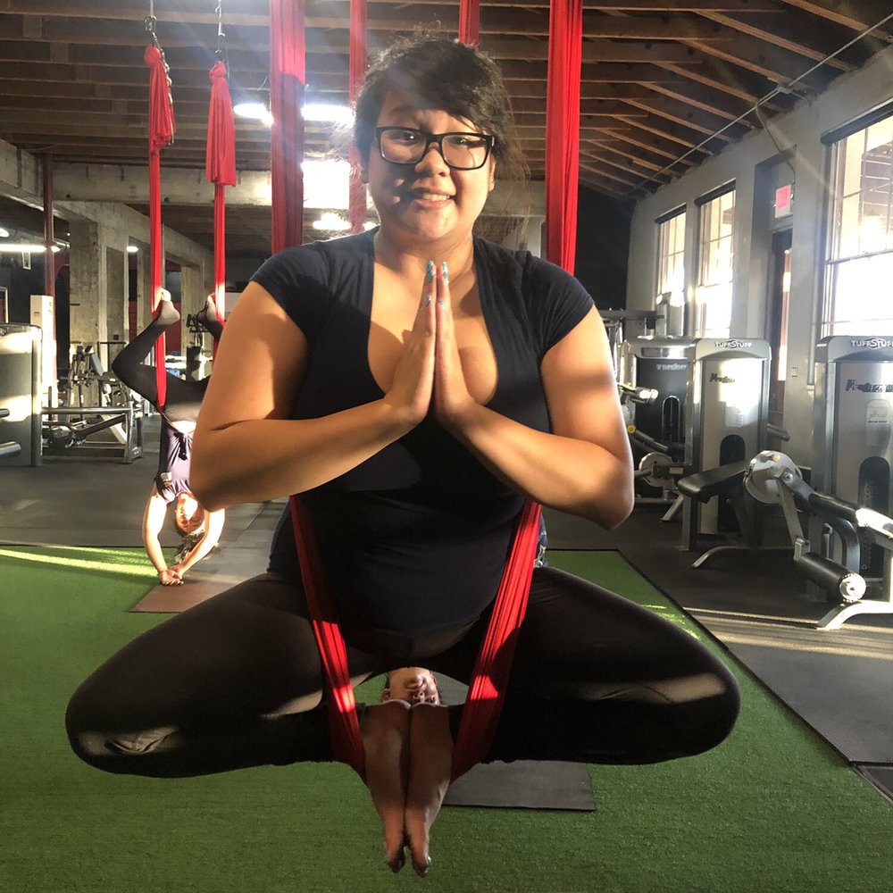 Team Zero Gravity Fitness - prayer pose, gotta work on relaxing my face during aerial poses... - Trainers Near Me - Claremont, California Team Zero Gravity Fitness - prayer pose, gotta work on relaxing my face during aerial poses... - Trainers Near Me - Claremont, California