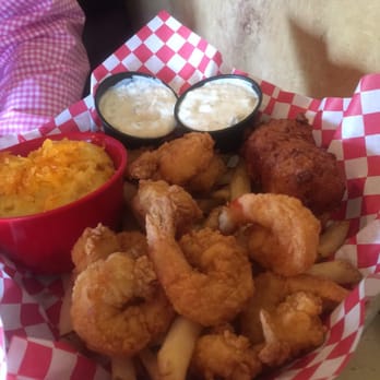 Wahoo Seafood Grill - Shrimp meal, 10 shrimp, fries, hush puppies and grits- $11.99 - Seafood Near Me - Gainesville, Florida Wahoo Seafood Grill - Shrimp meal, 10 shrimp, fries, hush puppies and grits- $11.99 - Seafood Near Me - Gainesville, Florida