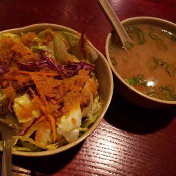 Kyoto Japanese Restaurant - Miso soup and salad - Japanese Near Me - Worcester, Massachusetts