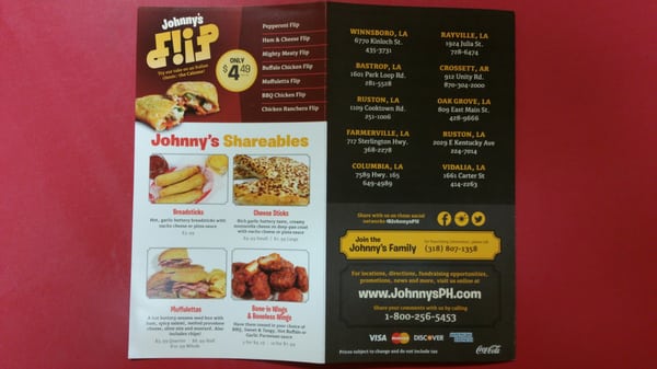 Menu photo 1 Johnny's Pizza House Rayville, LA Menu photo 1 Johnny's Pizza House Rayville, LA