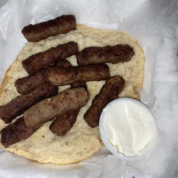 Fredos Deli - Cevapi (large) with sour cream and bread - Delis Near Me - Pittsburgh, Pennsylvania Fredos Deli - Cevapi (large) with sour cream and bread - Delis Near Me - Pittsburgh, Pennsylvania