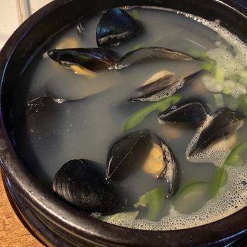 One Shot Pocha - Mussel soup - Korean Near Me - Houston, Texas