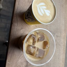 Pandan latte and honey orange blossom latte Pandan latte and honey orange blossom latte