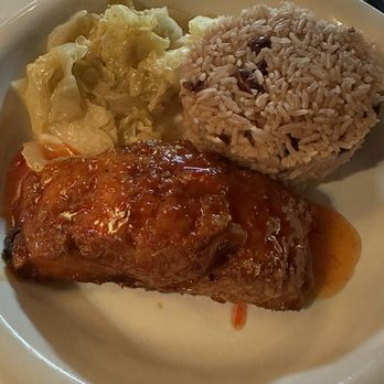 Status Hollywood - Sweet chili salmon, rice & peas, cabbage - Seafood Near Me - Los Angeles, California Status Hollywood - Sweet chili salmon, rice & peas, cabbage - Seafood Near Me - Los Angeles, California