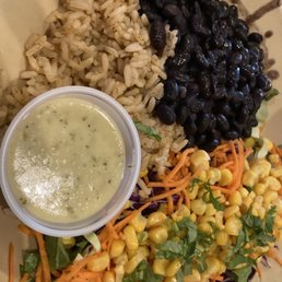 Veggie salad with cilantro lime dressing