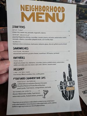 Menu photo 1 The Vig McDowell Mountain Scottsdale, AZ Menu photo 1 The Vig McDowell Mountain Scottsdale, AZ