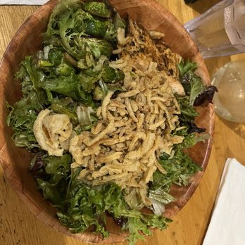 Hippie Hen House - Brussel sprout salad with blackened salmon. - Seafood Near Me - Murrells Inlet, South Carolina Hippie Hen House - Brussel sprout salad with blackened salmon. - Seafood Near Me - Murrells Inlet, South Carolina