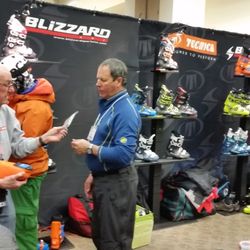 Gene Taylor's Sports - PJ store manager getting updated on next years boots.