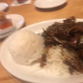 HakkaChow - Blurry pic of my Mongolian Beef. The crispy rice noodles were perfect with it. - Asian Fusion Near Me - Winston-Salem, North Carolina