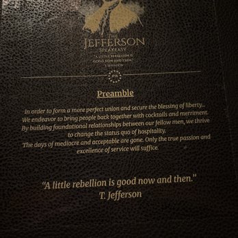 Jefferson Speakeasy - Menu cover - Cocktail Bars Near Me - Warwick, Rhode Island Jefferson Speakeasy - Menu cover - Cocktail Bars Near Me - Warwick, Rhode Island