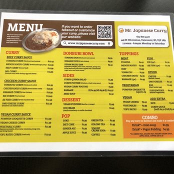 Mr Japanese Curry - Menu - Japanese Near Me - Vancouver, British Columbia Mr Japanese Curry - Menu - Japanese Near Me - Vancouver, British Columbia