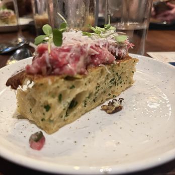 Packard Tavern - Beef tartare on focaccia - New American Near Me - Charlotte, North Carolina Packard Tavern - Beef tartare on focaccia - New American Near Me - Charlotte, North Carolina