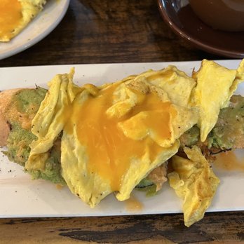 Roots Cafe - Avocado toast with added scrambled egg (with cheddar) - Cafes Near Me - Charlotte, North Carolina