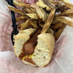 Foster's Grille - Roasted Hot Dog with fries