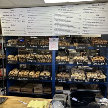 Bagel Mainea - a display of bagels in a bakery - Bagels Near Me - Augusta, Maine