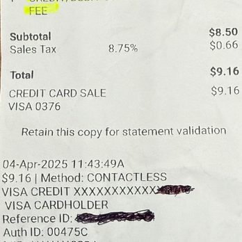 Tom's Take Out - Overcharge for using credit card. - American Near Me - Santa Maria, California Tom's Take Out - Overcharge for using credit card. - American Near Me - Santa Maria, California