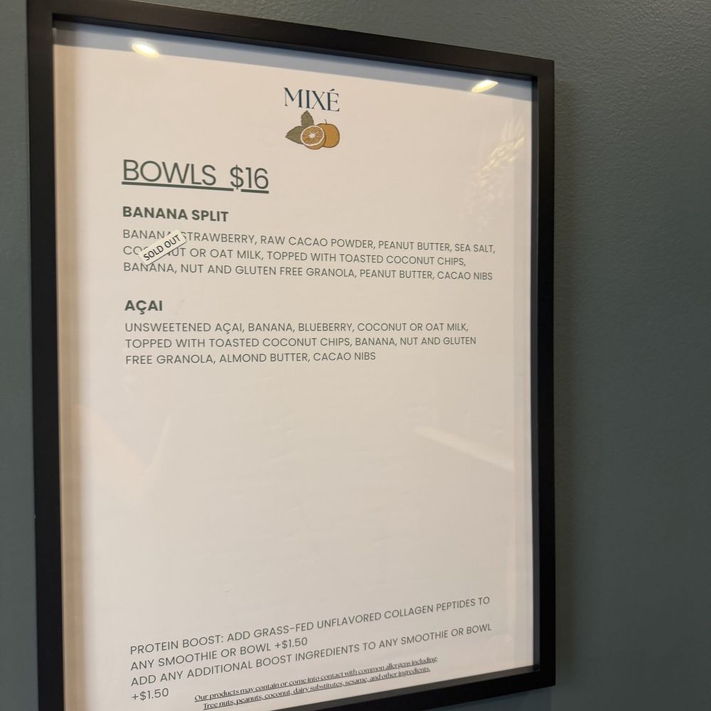 Mixé - Menu - Juice Bars & Smoothies Near Me - New York, New York Mixé - Menu - Juice Bars & Smoothies Near Me - New York, New York