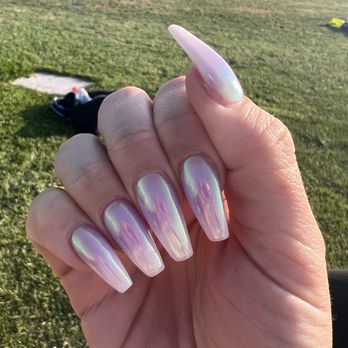 Ranch Nails Spa - Acrylic with purple ombre, top: unicorn chrome. - Nail Salons Near Me - Ontario, California