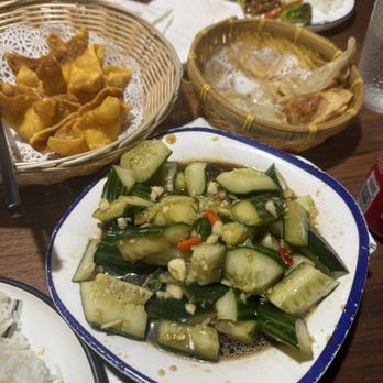 Hunan Cuisine - Cucumber salad, crab rangoons, fried pot stickers - Chinese Near Me - Boston, Massachusetts Hunan Cuisine - Cucumber salad, crab rangoons, fried pot stickers - Chinese Near Me - Boston, Massachusetts