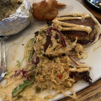 Sahm's Place - Half eaten crab cake - American Near Me - Indianapolis, Indiana