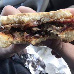 Barely filled steak torta. Fried egg missing Barely filled steak torta. Fried egg missing