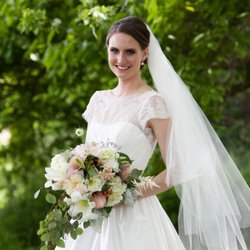 Black Dog Flower Farm - early June bride with bouquet by Black Dog Flower Farm