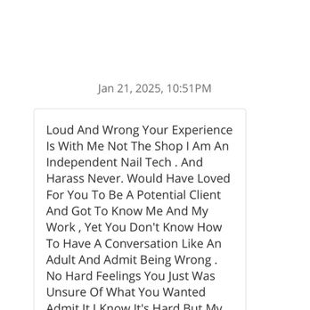 Sin City Nails - Shelly's direct message to me over Yelp. This type of harassment should not be tolerated. I'm sharing an uneasy experience overall. - Nail Technicians Near Me - Las Vegas, Nevada Sin City Nails - Shelly's direct message to me over Yelp. This type of harassment should not be tolerated. I'm sharing an uneasy experience overall. - Nail Technicians Near Me - Las Vegas, Nevada