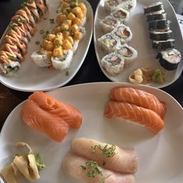 ID Roll, Volcano Roll, Philly Roll, Salmon Nigiri, Smoked Salmon Nigiri, and Tuna Nigiri