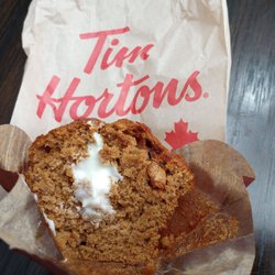 Tim Hortons - Inside the Pumpkin Spice muffin ($2.19). There's some cream inside.