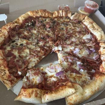 CJ's pizza - Supposed to be meat lovers pizza with mushrooms and onions on half. - Beer, Wine & Spirits Near Me - Clayton, Indiana