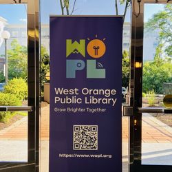 West Orange Public Library - Sign inside lobby by main entrance doors