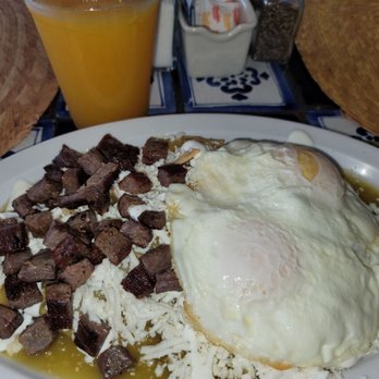 Don Pepe - Chilaquiles Verdes with egg and beef fajita - Mexican Near Me - Houston, Texas Don Pepe - Chilaquiles Verdes with egg and beef fajita - Mexican Near Me - Houston, Texas