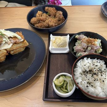 Nami Kaze - Walnut Shrimp waffle and people choice with miso garlic poke - Japanese Near Me - Honolulu, Hawaii