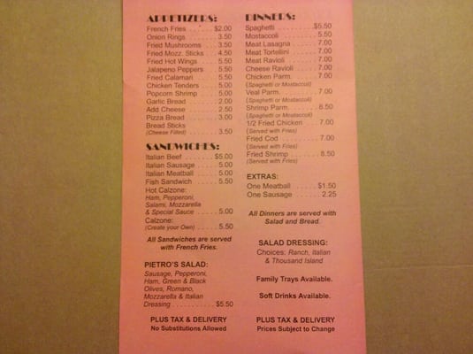 Menu photo 3 Pietro's Pizzeria Roscoe, IL Menu photo 3 Pietro's Pizzeria Roscoe, IL