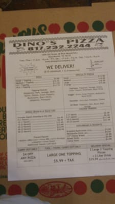 Menu photo 6 Dino's Pizza Blue Mound, TX Menu photo 6 Dino's Pizza Blue Mound, TX