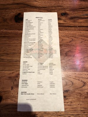 Menu photo 2 Billy's Long Bar Albuquerque, NM