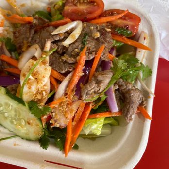 Basil Thai - a salad in a styrofoam container - Thai Near Me - Honolulu, Hawaii