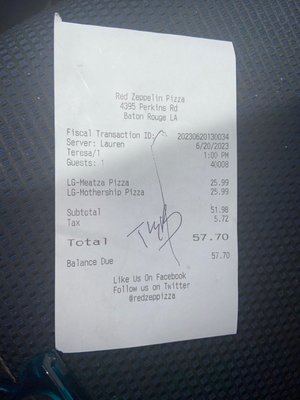 Red Zeppelin Pizza by null