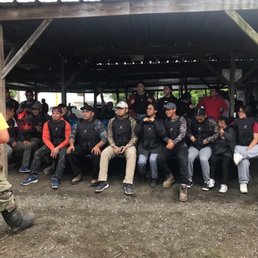 Kevin and Brown giving safety instructions. Kevin and Brown giving safety instructions.