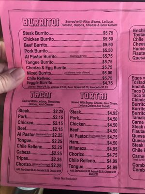 Menu photo 2 Super Burrito Aguascalientes Manteno, IL Menu photo 2 Super Burrito Aguascalientes Manteno, IL