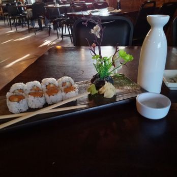 Tomo Sushi - Spicy tuna roll with a hot sake. Yummy! - Japanese Near Me - Colorado Springs, Colorado
