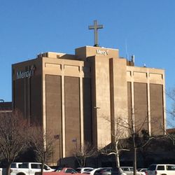 Mercy - See the cross on the hospital? Go into the visitor's entrance, and look for the chapel just past the Gift Shop.