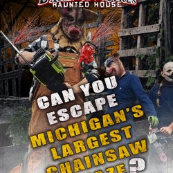 DarkSyde Acres Haunted House - Can You Escape Michigan's Largest Chainsaw Maze? Enter The Labyrinth at DarkSyde Acres Haunted House in Jonesville, Michigan.